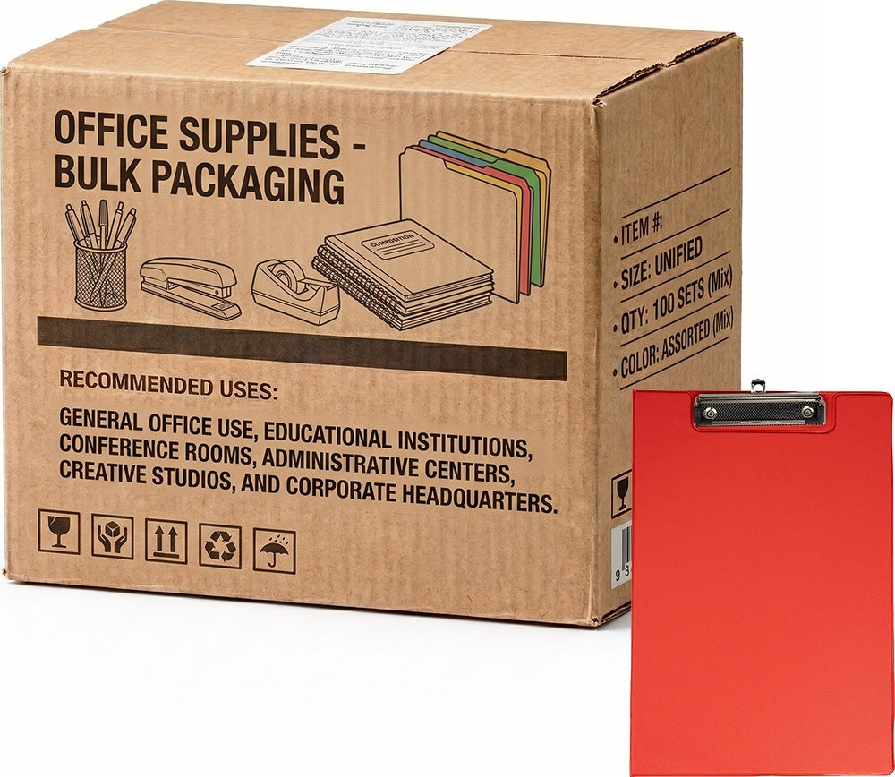 Carton of 10 Packs GNS A4 Clipfolders with Inside Pocket Red