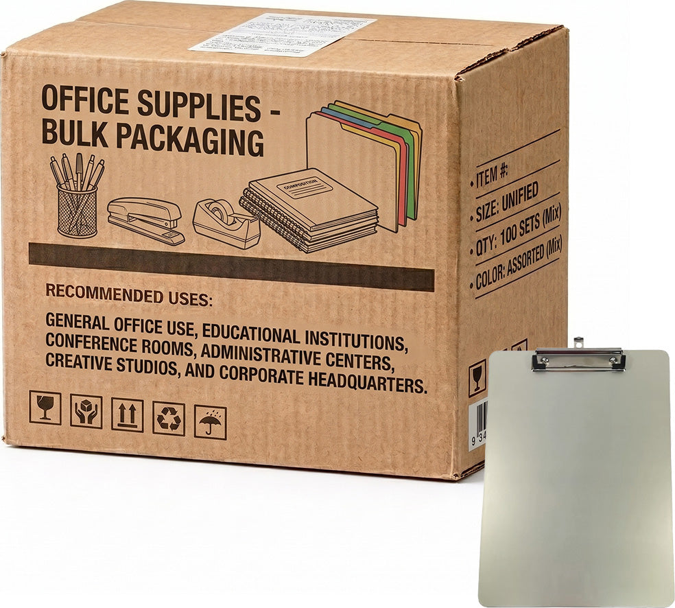 Carton of 10 Packs GNS A4 Aluminium Clipboards Heavy Duty Metallic Silver