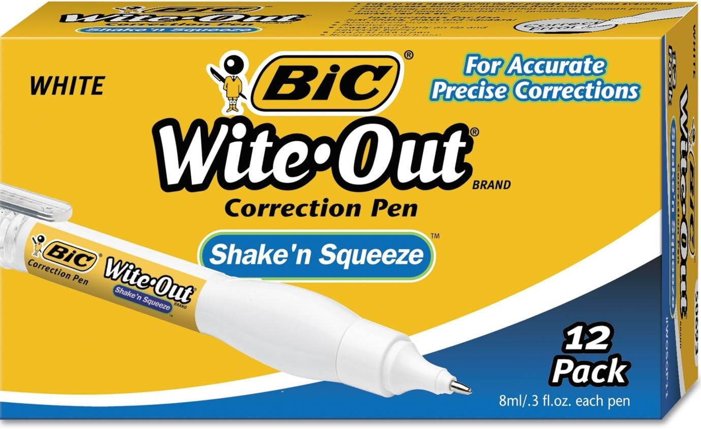 Box of 12 Correction Pen BIC WITE-OUT SHAKE'N Squeeze 8M