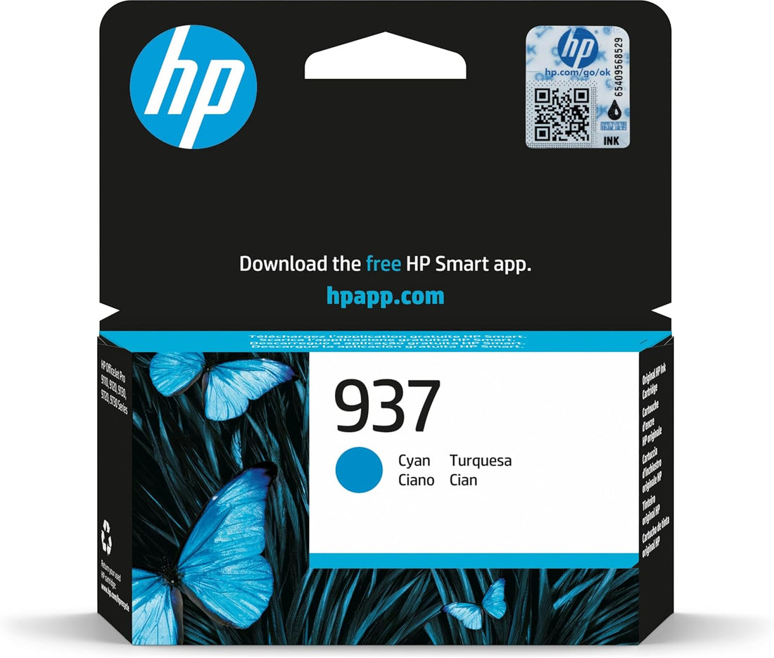 Genuine HP 937 Cyan Ink Cartridge 4S6W2NA 800 Print