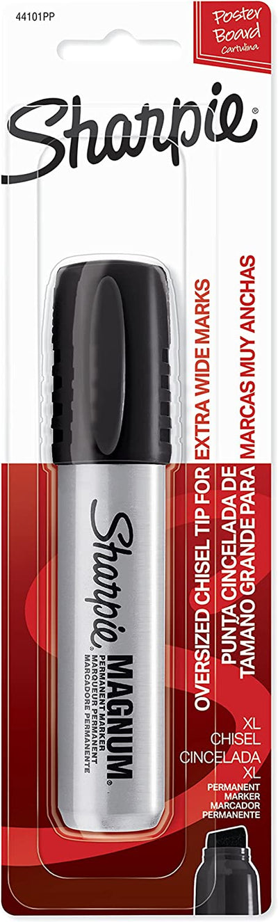 Sharpie 44101PP Magnum Permanent Marker Oversized Chisel Tip Black Bx6