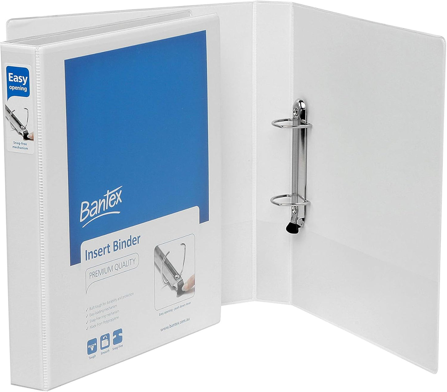 SP- BINDER INSERT BANTEX A4 2 RING PUSH LEVER PP 25MM WHITE