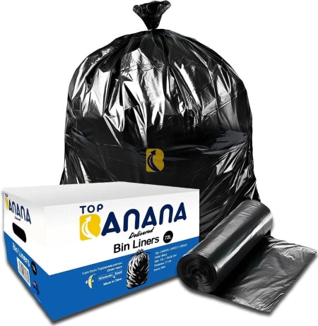 Carton of 250 72L Flat Seal Extra Heavy Duty Black Bin Liners - Restaurant Grade 32 micron (Super Strength)