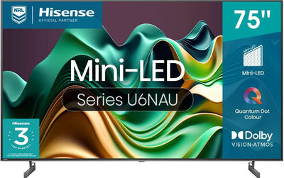 Hisense 75-in U6NAU Mini-LED 4K QLED Smart TV [2024]