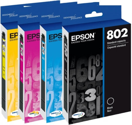 Genuine 4 Pack Epson 802 Standard Yield Ink Cartridges C13T355192-C13T355492 [1BK,1C,1M,1Y]