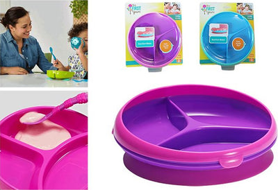 The First Years Toddler Inside Scoop Suction Plate - BPA-Free with Curved Rim, Assorted Colors, 12m+ (Single Pack)