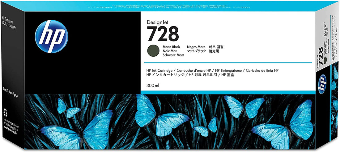 Genuine HP 728B Matte Black DesignJet Ink Cartridge 3WX30A ~ 300m