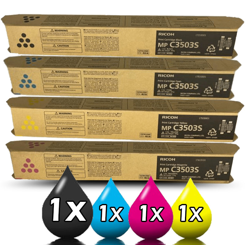 Genuine 4 Pack Ricoh MP-C3003 MP-C3503 Toner Combo Pack 841829-841832 [1BK,1C,1M,1Y]