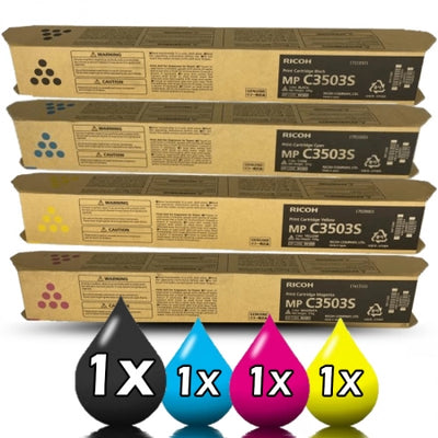 Genuine 4 Pack Ricoh MP-C3003 MP-C3503 Toner Combo Pack 841829-841832 [1BK,1C,1M,1Y]