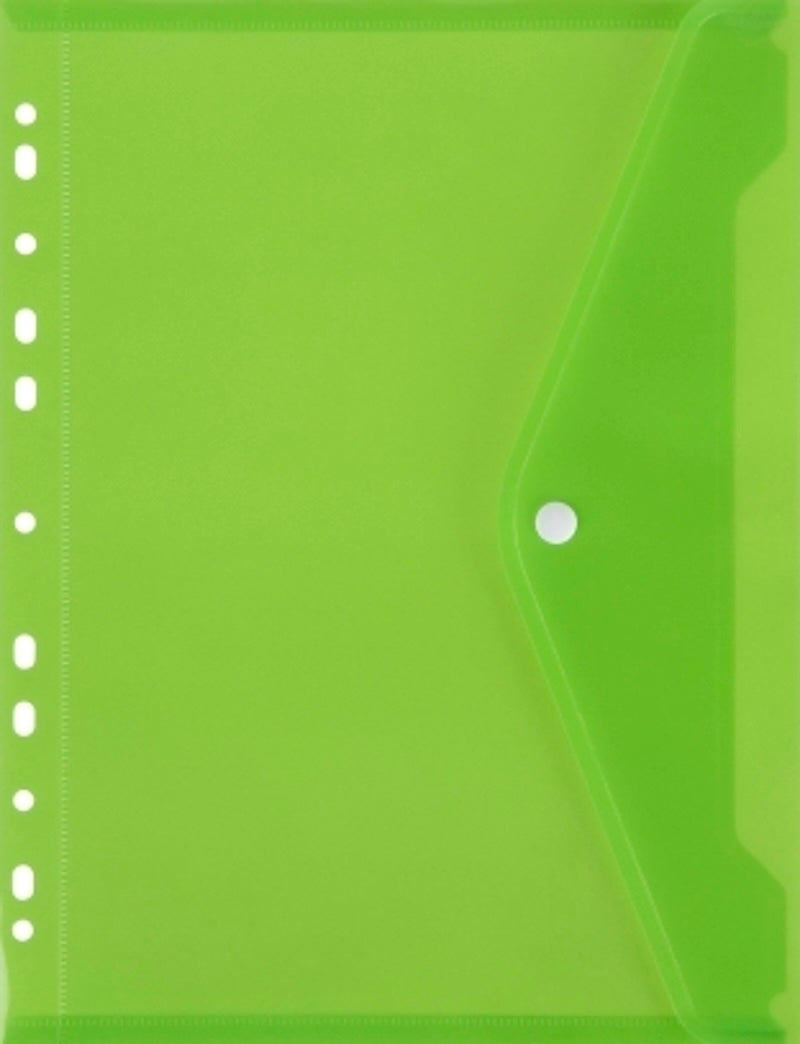 Marbig A4 Binder Pocket with Button Closure Lime