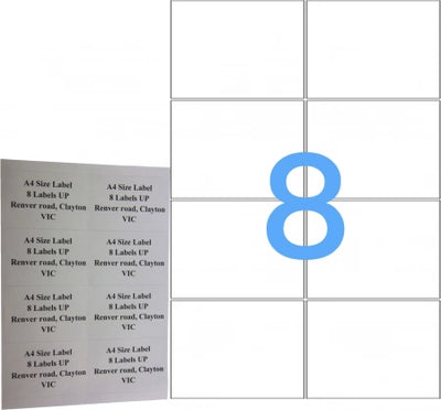 8UP 100 Pack A4 White Labels Self Adhesive Laser &amp; Inkjet Sticker Labels - Avery L7165