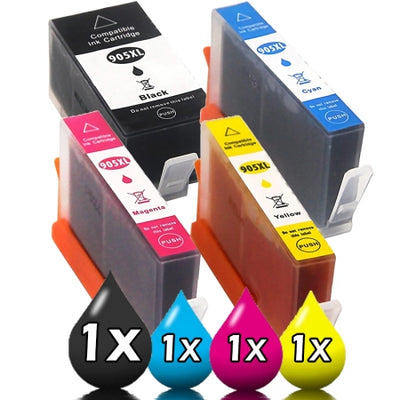 4 Pack HP 905XL Compatible Ink Cartridges Pro 6950 / 6960 / 6970 / 6956 [1BK,1C,1M,1Y]
