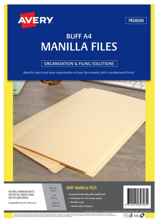 AVERY Buff manilla folder A4 163gsm 20/Pack