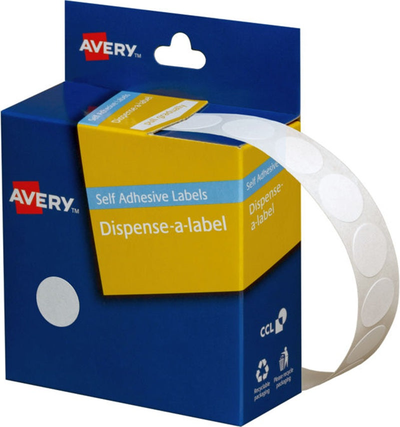 AVERY White Dispenser Dot Stickers &Oslash; 14 mm 1200/Rol