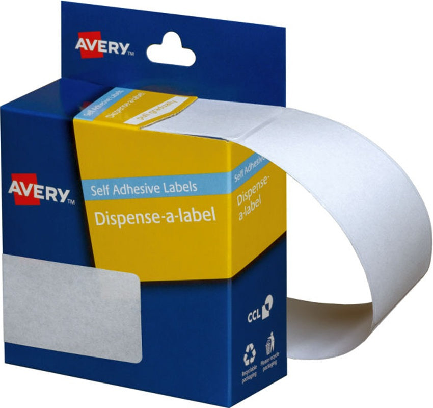 AVERY White Rectangle Dispenser Stickers 76 x 27 mm 180/Roll