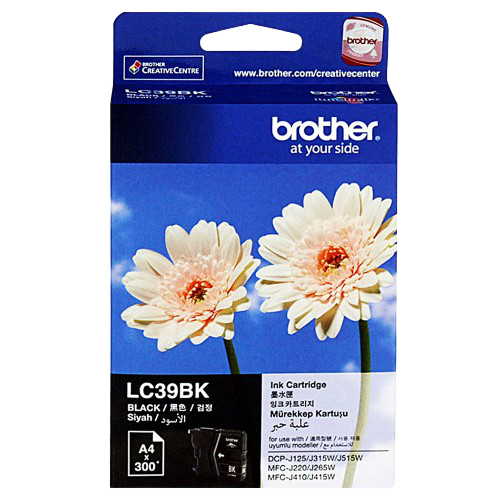 Genuine Brother LC39BK Black Ink Cartridge 300 Print Yield