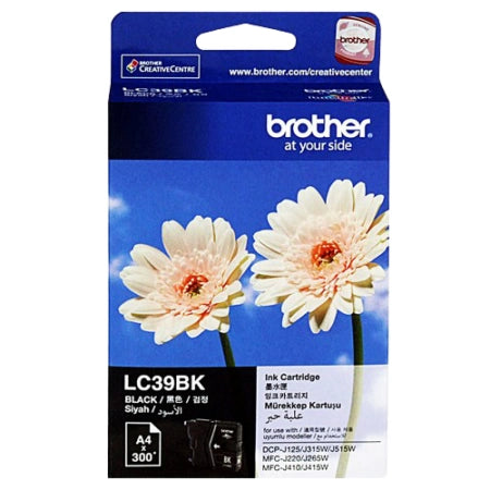 Genuine Brother LC39BK Black Ink Cartridge 300 Print Yield