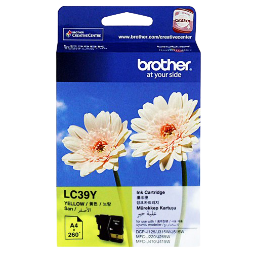 Brother LC39Y Yellow Genuine Ink Cartridge 260 Print Yield