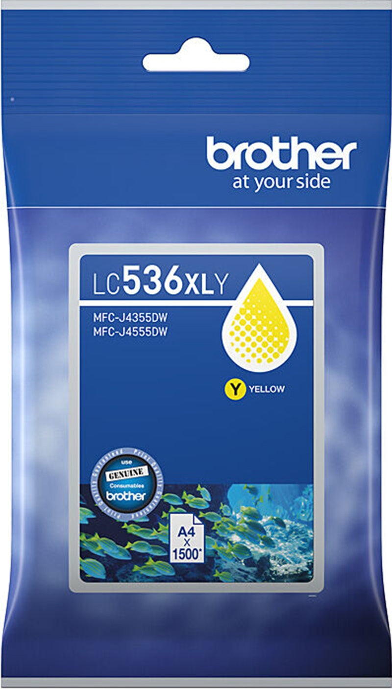 Genuine Brother LC-536XLY Yellow High Capacity Ink Cartridge 1,500 Print