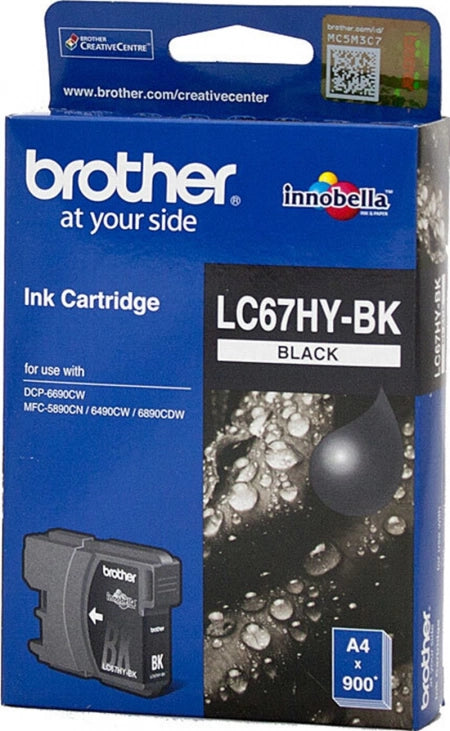 Genuine Brother LC67HYBK Black Ink Cartridge 900 Pages