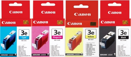 Genuine 4 Pack Canon BCI3EBK 4479A003 BCI3EC 4480A003 BCI3EM 4481A003 Ink Cartridges [1BK,1C,1M,1Y]