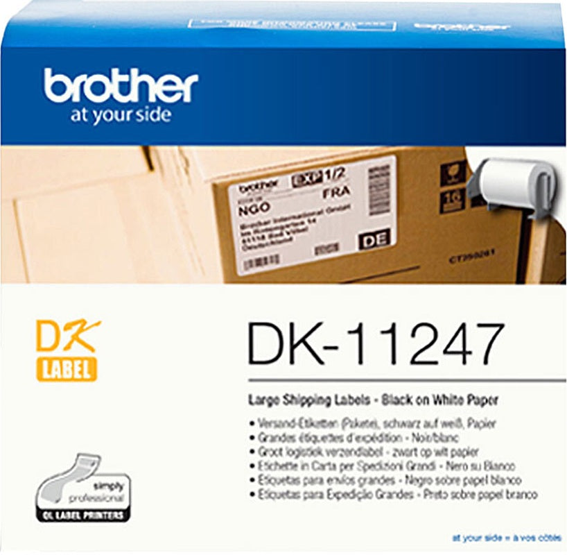 Genuine Brother DK-11247 Black on White Thermal Die-Cut Shipping Label Roll 180/roll 103x164m
