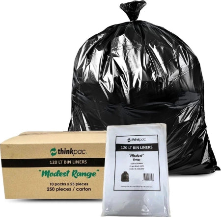 Carton of 100 120L Black Bin Liners - Proud 30 micron (Super Strength)