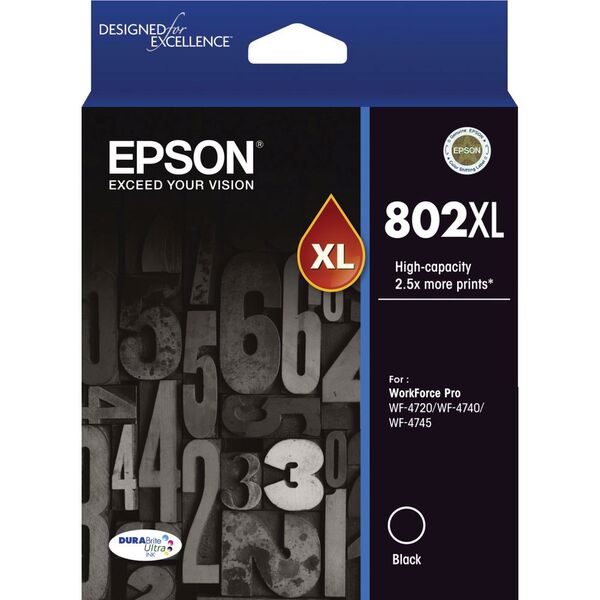 Genuine Epson 802XL C13T356192 Black Ink Cartridge 2,600 Print