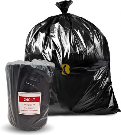 Carton of 100 Roll 240L Black Bin Liners - Proud 32 micron (Super Strength)