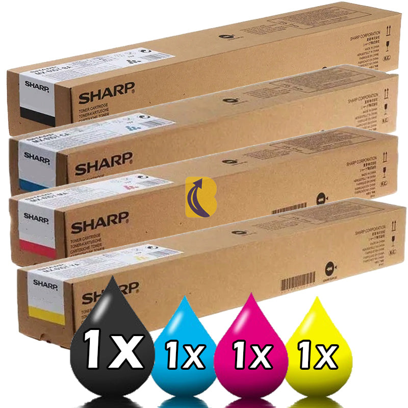 Genuine 4 Pack Sharp BPGT70 High Capacity Toner Value Pack [ 1BK, 1C, 1M, 1Y]