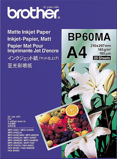 Brother A4 BP60MA Matte Paper 25 Sheets/Pack