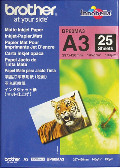 Brother A3 BP60MA3 Matte Paper 25 Sheets/Pack