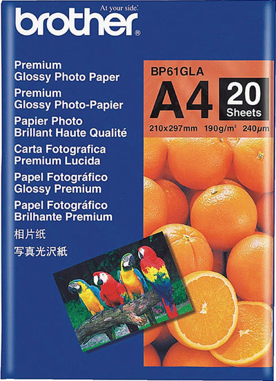 Brother A4 BP61GLA Glossy Paper 20 Sheets/Pack