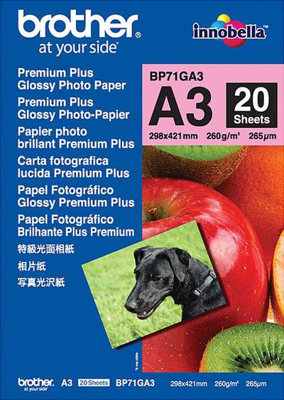 Brother A3 BP71GA3 Glossy Paper 20 Sheets/Pack
