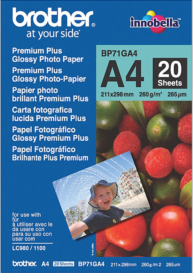 Brother A4 BP71GA4 Glossy Paper 20 Sheets/Pack