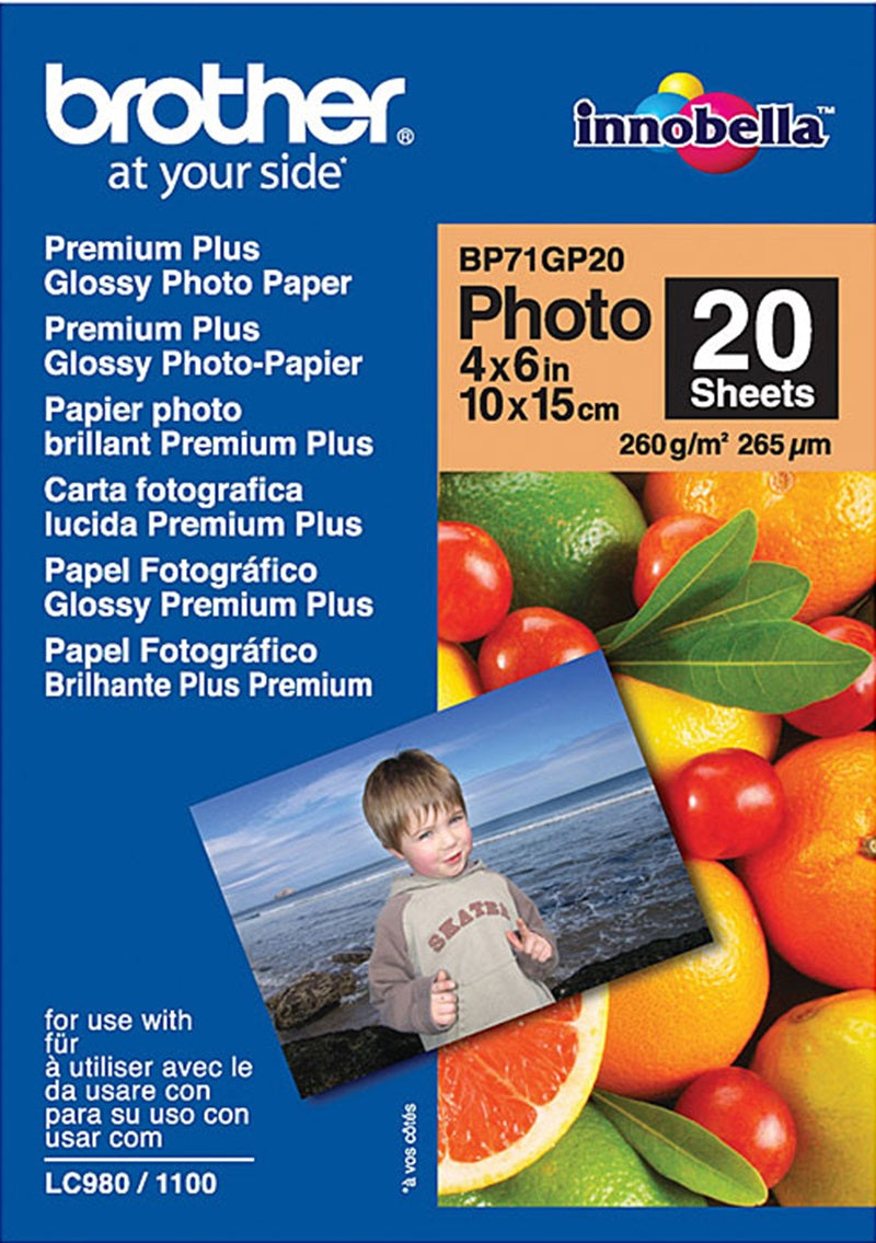 20 Sheets Brother BP71GP20 Glossy Paper 4x6