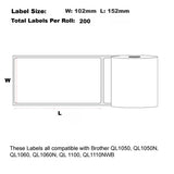 Brother DK-11241 Compatible Thermal Die-Cut Labels 200/Roll 102 x 152m