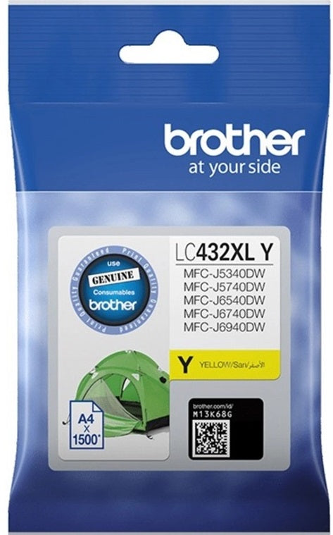 Genuine Brother LC-432XLY Yellow High Capacity Ink Cartridge 1,500 Print