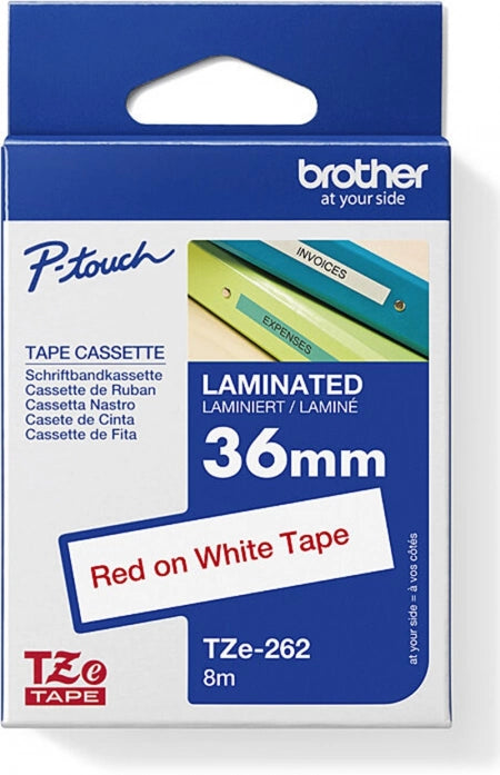Brother TZe-262 Labelling Tape Red on White 36mm x 8m