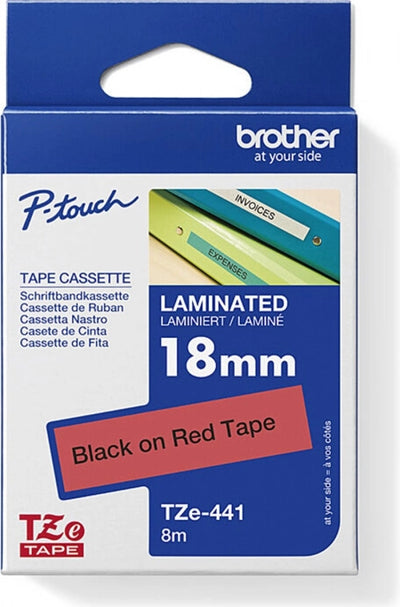 Brother TZe-441 Labelling Tape Black on Red 18mm x 8m