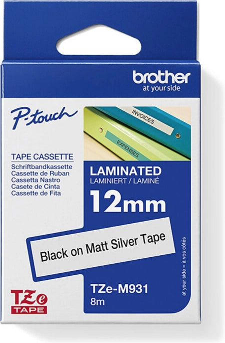Brother TZe-M931 Matt Labelling Tape Black on Silver 12mm x 8m