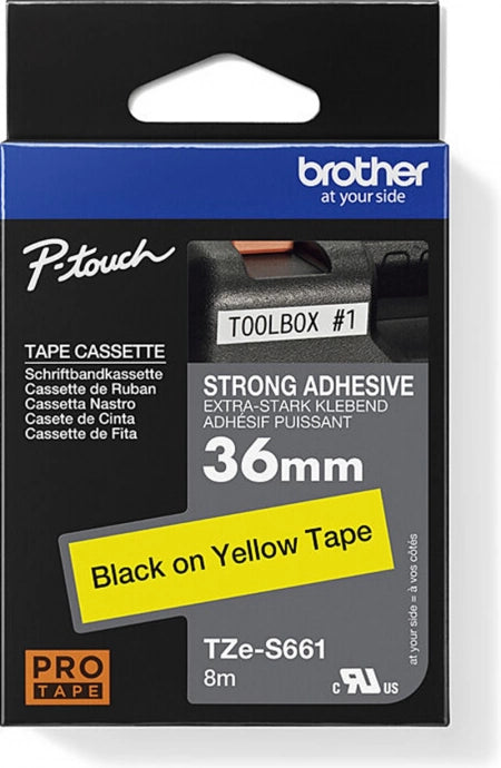 Brother TZe-S661 Labelling Tape Black on Yellow 36mm x 8m