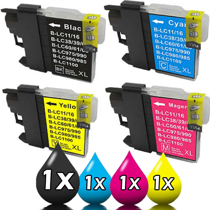 4 Pack Brother LC38 Compatible Ink Cartridge Set [1BK, 1C, 1Y, 1M]