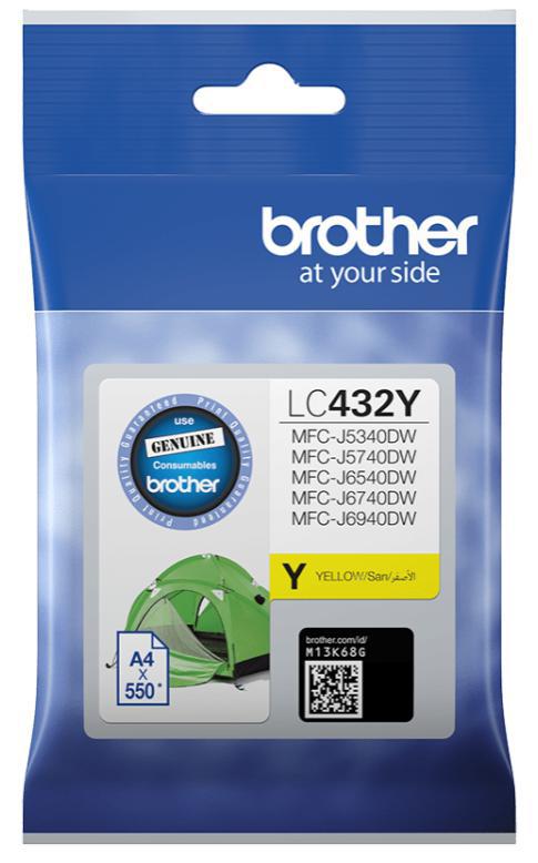 Genuine Brother LC-432Y Yellow Ink Cartridge 550 Print