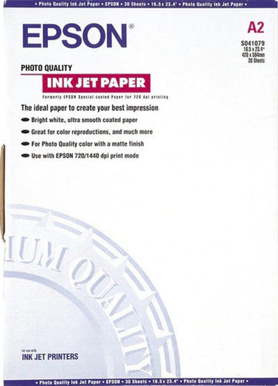 Genuine Epson A2 S041079 C13S041079 Photo Quality Paper 102gsm 30 Sheets/Pack