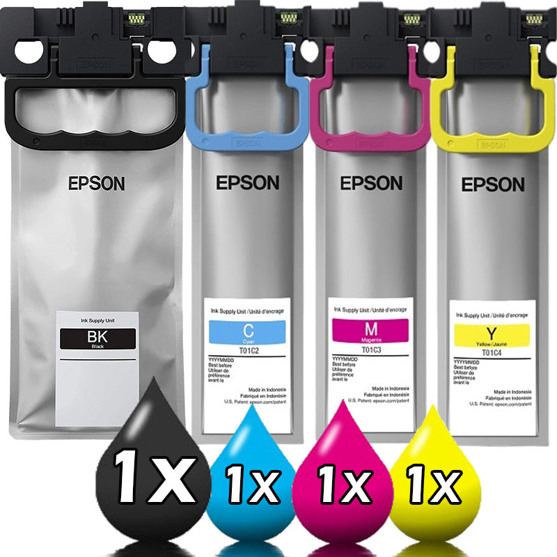Genuine 4 Pack Epson T01C1 T01C2 T01C3 T01C4 Ink Value Pack [1BL, 1C, 1M, 1Y]