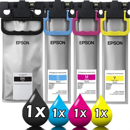 Genuine 4 Pack Epson T01C1 T01C2 T01C3 T01C4 Ink Value Pack [1BL, 1C, 1M, 1Y]