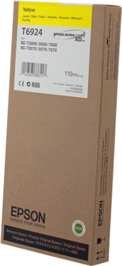 Epson C13T692400 Genuine UltraChrome XD Yellow Pigment Ink Cartridge 110ml