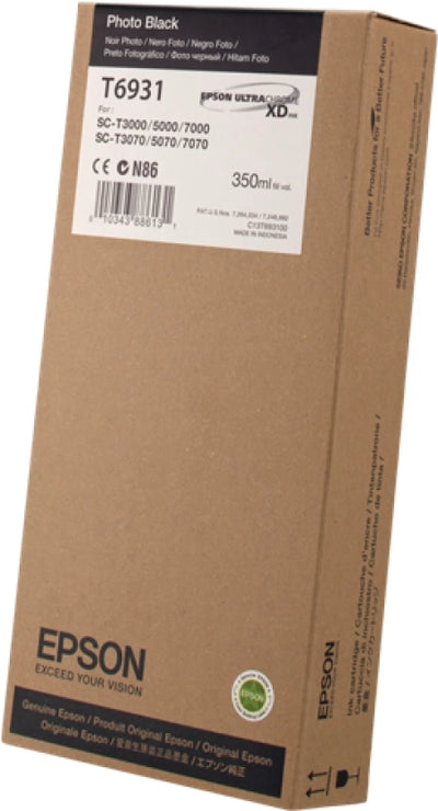 Epson C13T693100 Genuine UltraChrome XD Photo Black Pigment Ink Cartridge 350ml