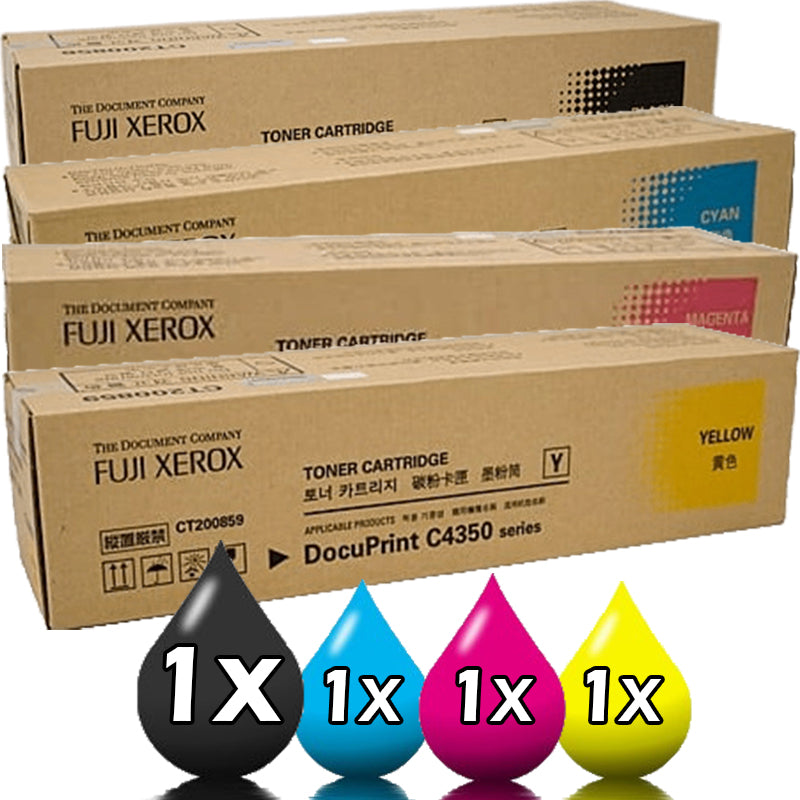 4 Pack Genuine Fuji Xerox C4350 Toner CT200856-CT200859 [1BK,1C,1M,1Y]